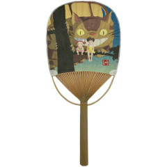 Japan Ghibli Oval Bamboo Fan - My Neighbor Totoro : Cat Bus & Girls