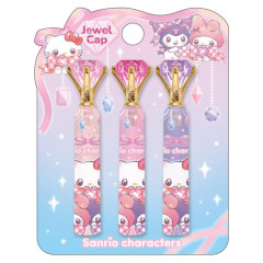 Japan Sanrio Pencil Cap Set - Hello Kitty & Kuromi & My Melody : Jewel Sparkling Ribbon
