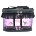 Japan Sanrio Vanity Pouch - Kuromi & My Melody : Dream Black Pink Frill - 1