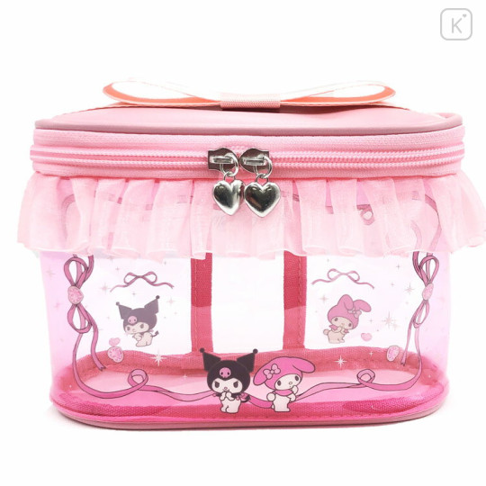 Japan Sanrio Vanity Pouch - Kuromi & My Melody : Dream Pink Frill - 1