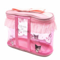 Japan Sanrio Vanity Pouch - Kuromi & My Melody : Dream Pink Frill - 2