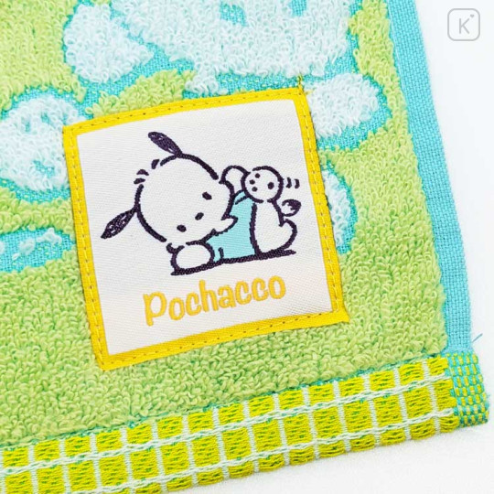 Japan Sanrio Jacquard Towel Handkerchief - Pochacco : All Over Pattern Green - 2