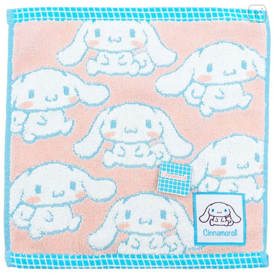 Japan Sanrio Jacquard Towel Handkerchief - Cinnamoroll : All Over Pattern Pink - 1