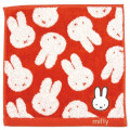 Japan Miffy Jacquard Towel Handkerchief - Miffy : All Over Pattern Face Red - 1