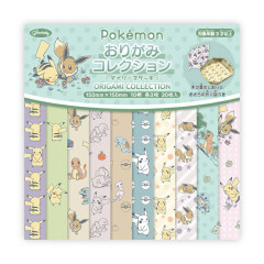 Japan Pokemon Origami Paper - Charmander & Eevee & Pikachu : 30th Anniversary Happy Festival Green