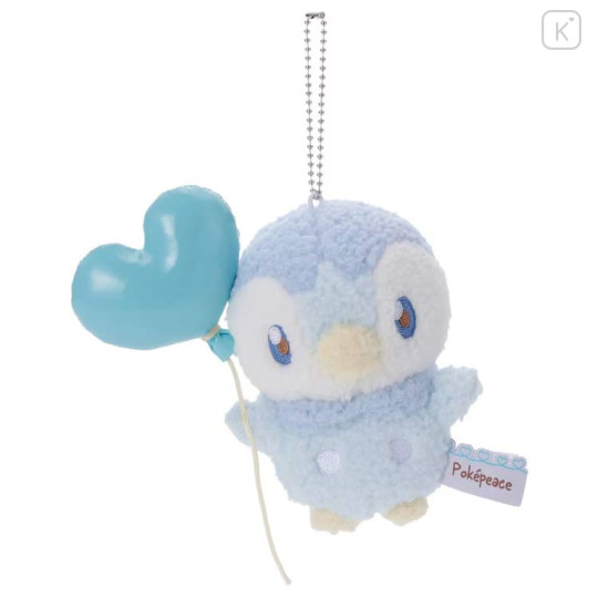 Japan Pokemon Plush Keychain - Piplup : Pokepeace Mellow Heart - 1