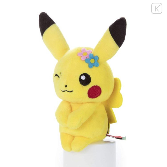 Japan Pokemon Chokkorisan Sitting Plush Doll - Pikachu : Flower - 2