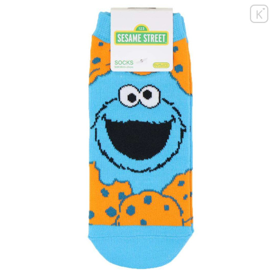 Japan Sesame Street Socks - Cookie Monster Happy Face - 1