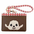 Japan Monchhichi Pass Case Card Holder & Reel - Smile Red Gingham - 1