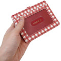 Japan Monchhichi Pass Case Card Holder & Reel - Smile Red Gingham - 2