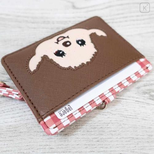 Japan Monchhichi Pass Case Card Holder & Reel - Smile Red Gingham - 4