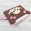 Japan Monchhichi Pass Case Card Holder & Reel - Smile Pink Ribbon - 4
