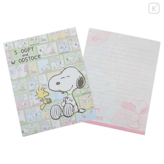 Japan Peanuts Letter Envelope Set - Snoopy & Woodstock : Comic Green - 2