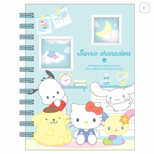 Japan Sanrio Sticker Book with Photo Pocket - Relaxing at home - 1