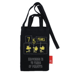 Japan Peanuts Rootote Pochette Crossbody Shoulder Bag - Woodstock : 75th Anniversary Happiness Celebration Black