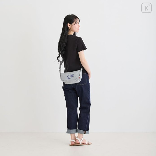 Japan Peanuts Rootote Shoulder Crossbody Bag - Snoopy : Grey Blue - 6