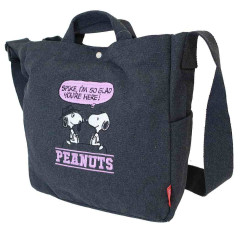 Japan Peanuts Rootote 2way Crossbody Shoulder Tote Bag - Snoopy : Black Glad You're Here