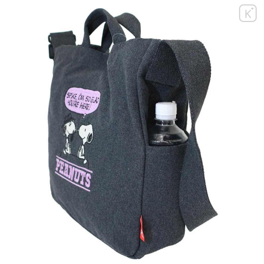 Japan Peanuts Rootote 2way Crossbody Shoulder Tote Bag - Snoopy : Black Glad You're Here - 3