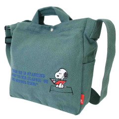 Japan Peanuts Rootote 2way Crossbody Shoulder Tote Bag - Snoopy : Green Reading