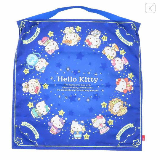 Japan Sanrio Rootote Satin Eco Shopping Bag - Hello Kitty : Tablo Scarf Style Zodiac Sign - 1