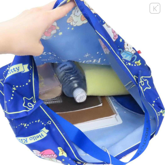 Japan Sanrio Rootote Satin Eco Shopping Bag - Hello Kitty : Tablo Scarf Style Zodiac Sign - 3