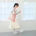 Japan Sanrio Rootote Satin Eco Shopping Bag - Hello Kitty : Tablo Scarf Style Botanical Red - 6