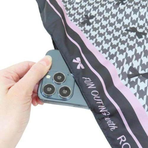 Japan Sanrio Rootote Satin Eco Shopping Bag - Hello Kitty : Tablo Scarf Style Houndstooth - 4