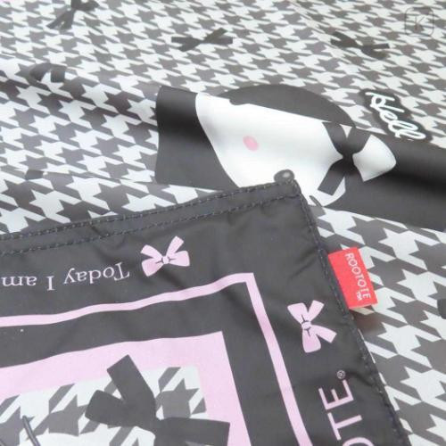 Japan Sanrio Rootote Satin Eco Shopping Bag - Hello Kitty : Tablo Scarf Style Houndstooth - 5