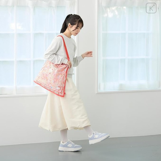 Japan Sanrio Rootote Satin Eco Shopping Bag - Hello Kitty : Tablo Scarf Style Houndstooth - 6