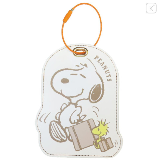 Japan Peanuts Luggage Tag Wire Key Ring - Snoopy & Woodstock : Travel White - 1