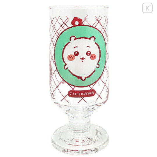 Japan Chiikawa Ice Cream Soda Glass - Chiikawa : Retro Cafe Showa Footed Parfait & Dessert Glass with Floral Design - 1