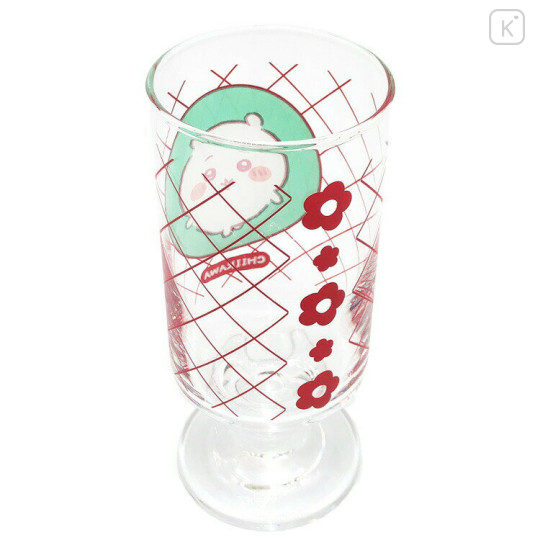 Japan Chiikawa Ice Cream Soda Glass - Chiikawa : Retro Cafe Showa Footed Parfait & Dessert Glass with Floral Design - 2