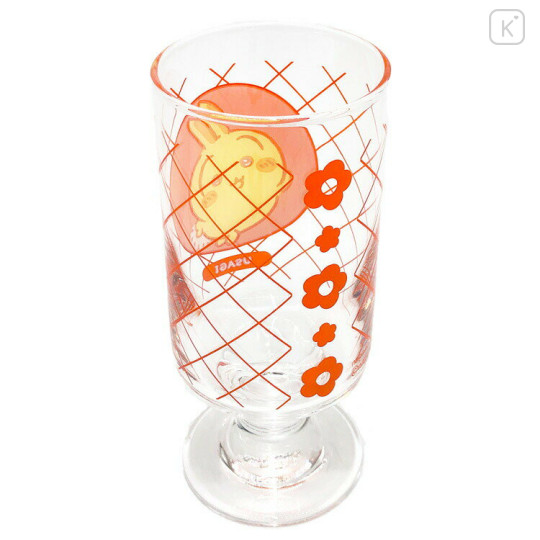 Japan Chiikawa Ice Cream Soda Glass - Usagi : Retro Cafe Showa Footed Parfait & Dessert Glass with Floral Design - 2