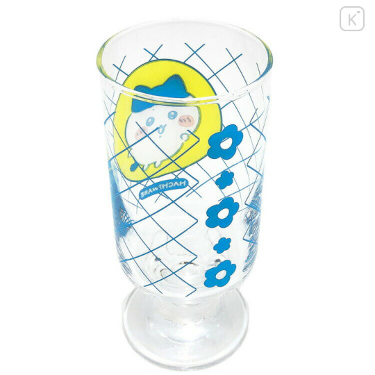 Japan Chiikawa Ice Cream Soda Glass - Hachiware : Retro Cafe Showa Footed Parfait & Dessert Glass with Floral Design - 2