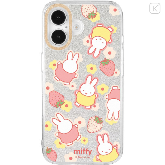 Japan Miffy Camera Frame iPhone 16 Case - Miffy : Strawberry Flower Pink Yellow Sliver - 1