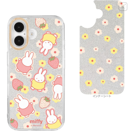 Japan Miffy Camera Frame iPhone 16 Case - Miffy : Strawberry Flower Pink Yellow Sliver - 2