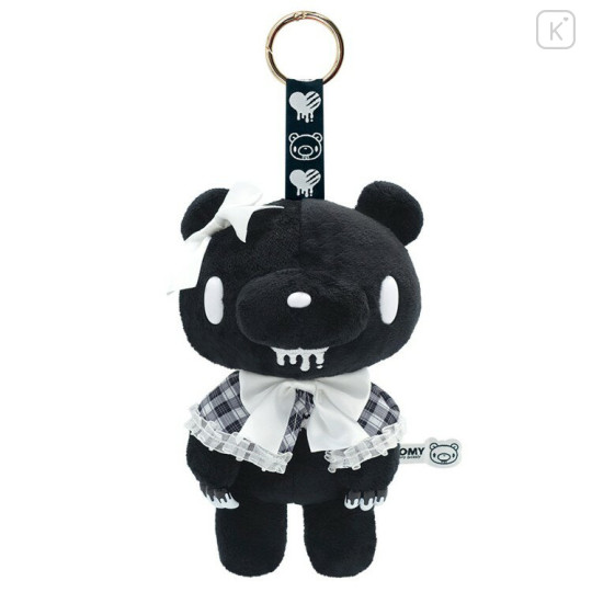 Japan Gloomy Bear Plush Mascot with Carabiner Bag Charm - Gingham Black White - 1