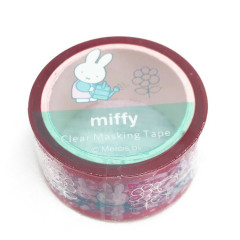 Japan Miffy Clear Masking Tape with Aurora Foil - Miffy : Watering Flower