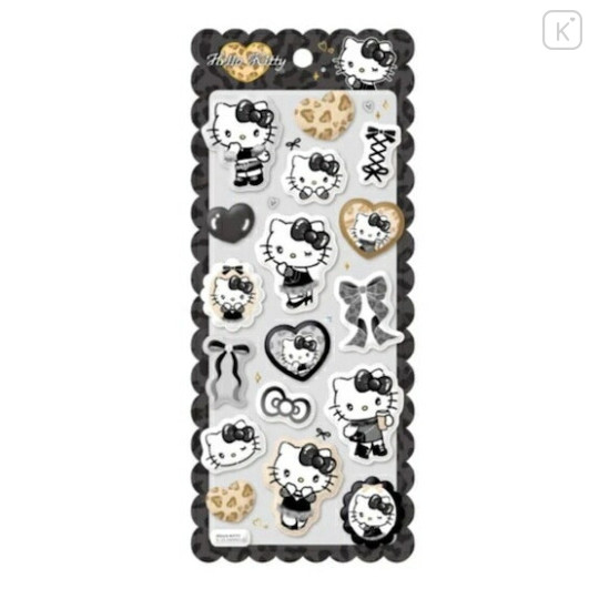 Japan Sanrio Marshmallow Sticker - Hello Kitty : Black Ribbon - 1