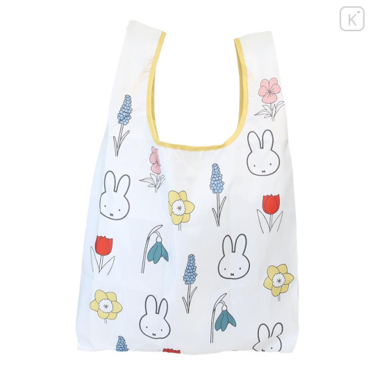Japan Miffy Eco Shopping Bag With Pocket - Miffy : Flower Bloom - 1