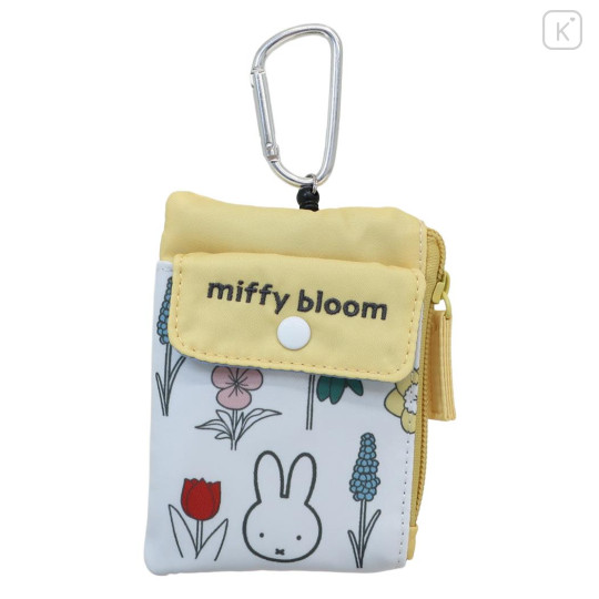 Japan Miffy Pass Case Card Holder & Coin Case & Reel - Miffy : Flower Bloom - 1