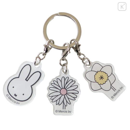 Japan Miffy Acrylic Keychain 3 Charm - Miffy : Flower Bloom - 1