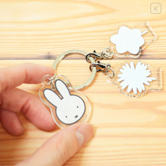 Japan Miffy Acrylic Keychain 3 Charm - Miffy : Flower Bloom - 2