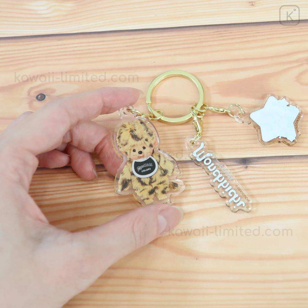 Japan Monchhichi Acrylic Keychain 3 Charm - Colors Leopard