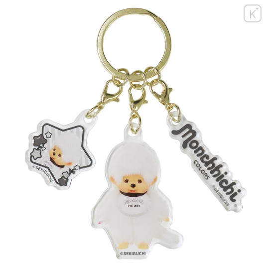 Japan Monchhichi Acrylic Keychain 3 Charm - Colors White - 1