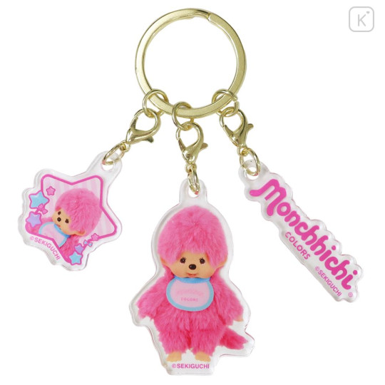 Japan Monchhichi Acrylic Keychain 3 Charm - Colors Neno Pink - 1