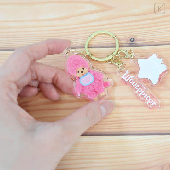 Japan Monchhichi Acrylic Keychain 3 Charm - Colors Neno Pink - 2