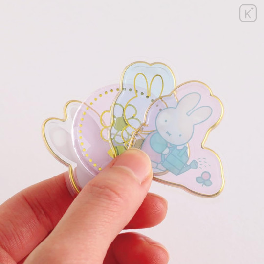 Japan Miffy Wax Style Seal Sticker - Miffy : Flower Gold Foil - 4