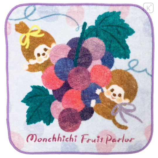 Japan Monchhichi Mini Towel Handkerchief - Furukawashiko Fruit Parlor Grape - 1