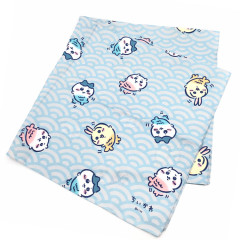 Japan Chiikawa Water-Repellent Furoshiki Wrapping Cloth - Chiikawa & Hachiware & Usagi : Seigaiha Wave Pattern Fish